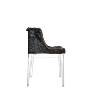 Kartell Mademoiselle Kravitz armchair faux-fur snake printed fabric with transparent structure Buy now on Shopdecor
