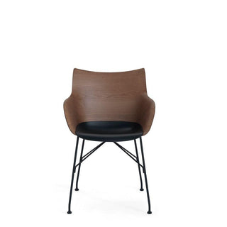 Kartell Q/Wood armchair in slatted ash with seat in black technopolymer Buy now on Shopdecor