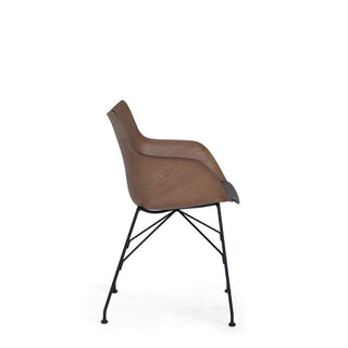 Kartell Q/Wood armchair in slatted ash with seat in black technopolymer Buy now on Shopdecor