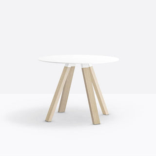 Pedrali Arki-table ARKW5 Wood diam.99 cm. in white solid laminate Buy now on Shopdecor