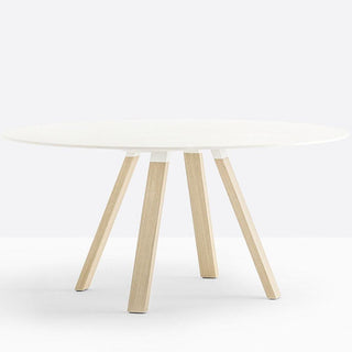 Pedrali Arki-table Compact diam.159 cm. in white solid laminate Buy now on Shopdecor