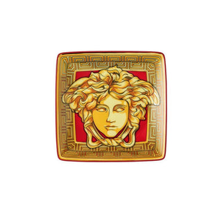 Versace meets Rosenthal Medusa Amplified Golden Coin bowl square flat 12x12 cm. Buy now on Shopdecor