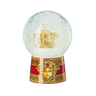 Versace meets Rosenthal Medusa Amplified Golden Coin glass sphere with snow effect h. 16.8 cm. Buy now on Shopdecor