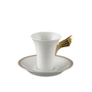 Versace meets Rosenthal Ikarus Médaillon Méandre d'Or High coffee cup and saucer Buy now on Shopdecor